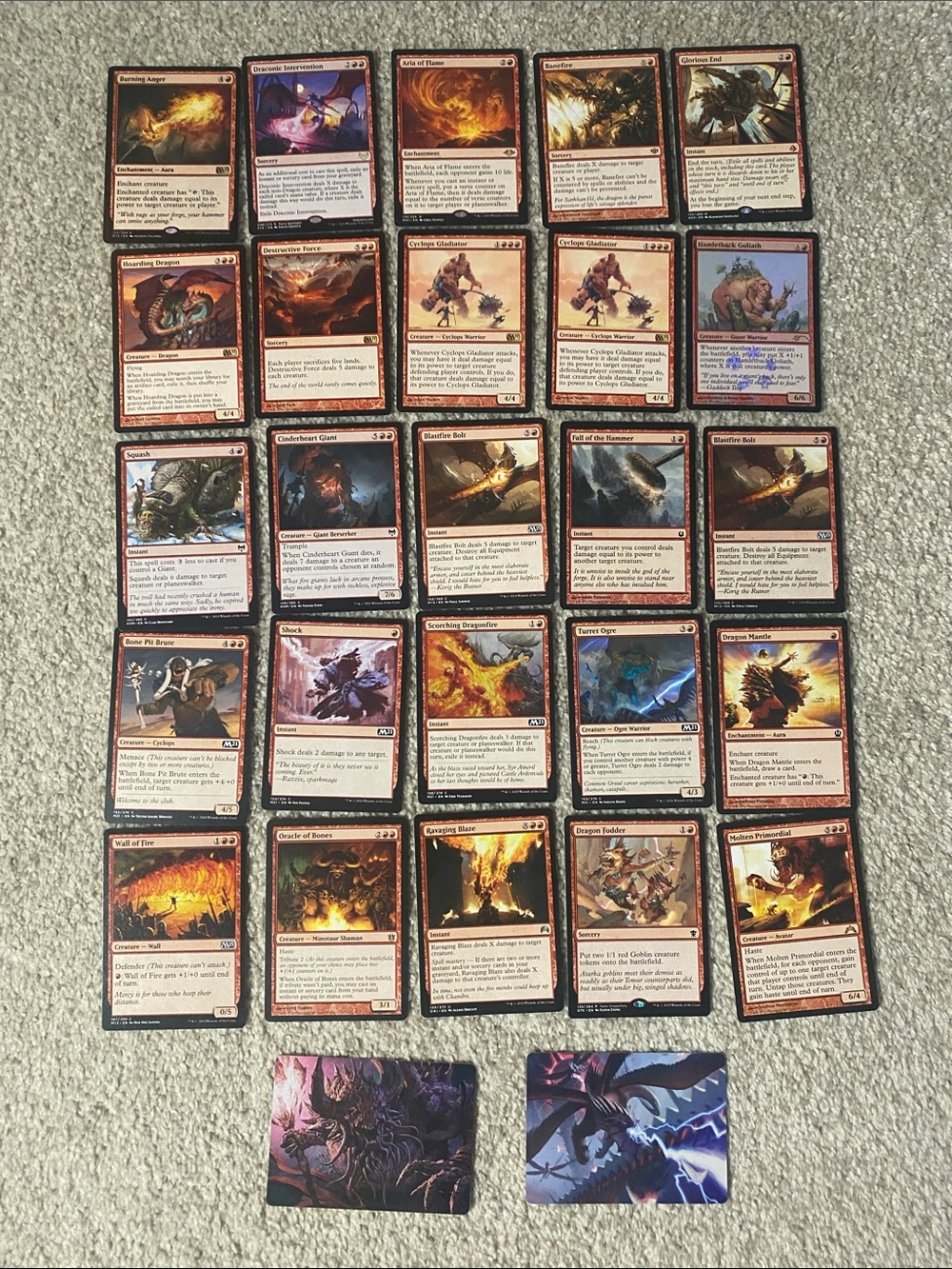 Magic Card Lot - 25 Red Dragon and Giant Themed Cards 2 Art Cards